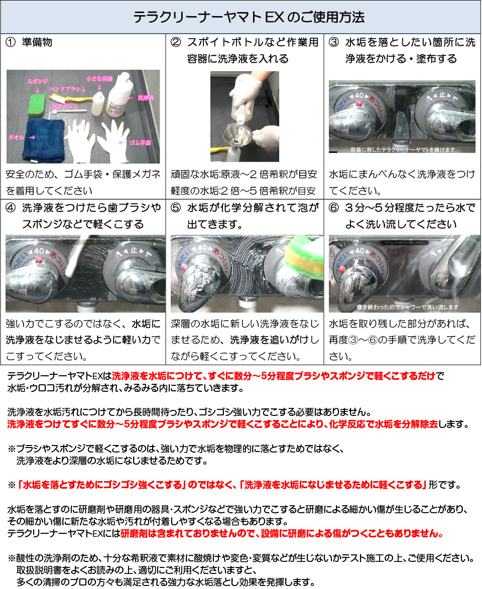 水垢洗剤テラクリーナーヤマトの使い方
